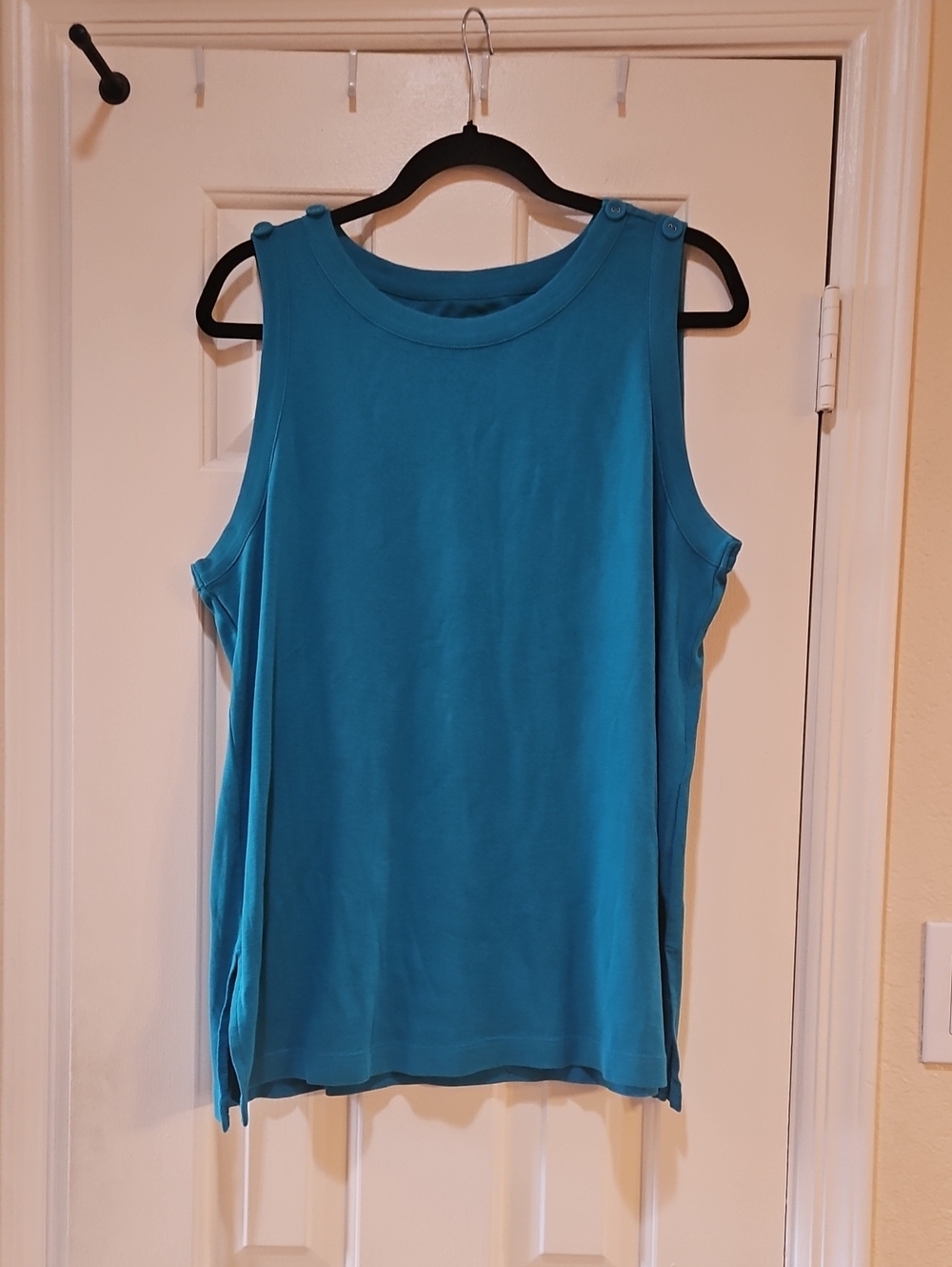 Chico's Teal Tank with Button-Shoulder Details